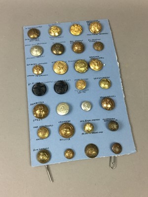 Lot 483 - A COLLECTION OF REGIMENTAL BUTTONS, LETTER RACK, WALL POCKET AND OTHER ITEMS