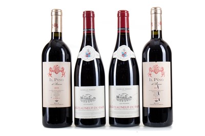 Lot 146 - 4 BOTTLES OF RED WINE - 2015 IL PINO DI BISERNO  (2 X 75CL) AND 2019 FAMILLE PERRIN CHATEAUNEUF-DU-PAPE (2 X 75CL)