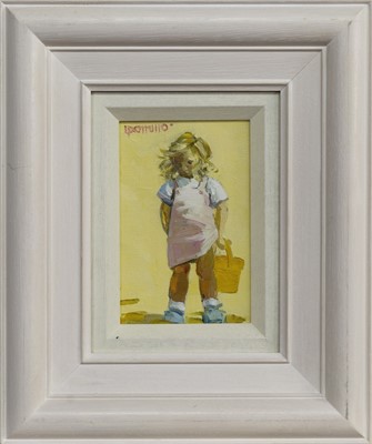 Lot 158 - GIRL IN A PINK DRESS, AN OIL BY LIN PATTULLO