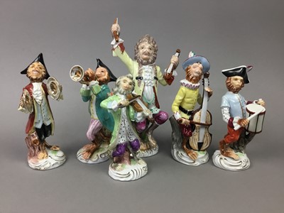 Lot 8 - A GERMAN PORCELAIN MONKEY BAND