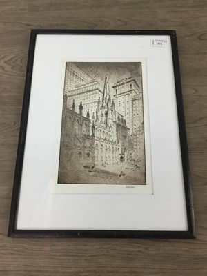 Lot 171 - TRINITY CHURCH, NEW YORK, AN ETCHING BY KARL DEHMANN