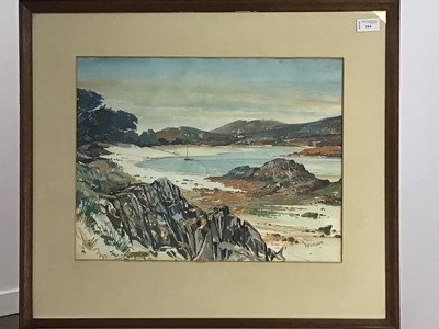 Lot 164 - BY MORAR, TO THE SEA, A WATERCOLOUR BY ROY YOUNG FERGUSON