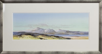 Lot 161 - ARRAN FROM WEST KILBRIDE, A WATERCOLOUR BY TOM SHANKS