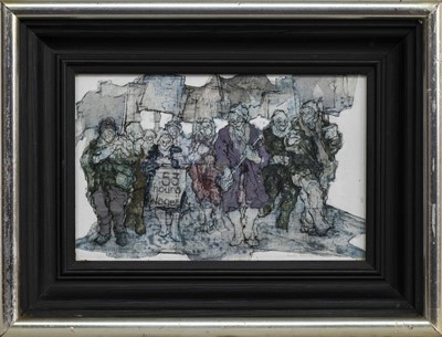 Lot 167 - THE PROTESTERS, A MIXED MEDIA BY ANDA PATERSON