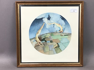 Lot 142 - FLYING FIGURES, A WATERCOLOUR BY IAN DEUCHAR