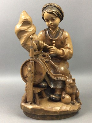 Lot 60 - A CARVED BLACK FOREST FIGURE AND A SWISS MUSICAL BOX
