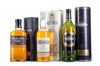 Lot 174 - HIGHLAND PARK 12 YEAR OLD, CRAGGANMORE 12 YEAR OLD AND GLENFIDDICH 12 YEAR OLD SPECIAL RESERVE 1L