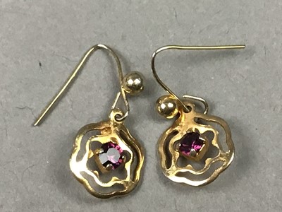 Lot 231 - THREE PAIRS OF GEM SET EARRINGS