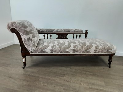 Lot 158 - A VICTORIAN CHAISE LONGUE AND ARMCHAIR