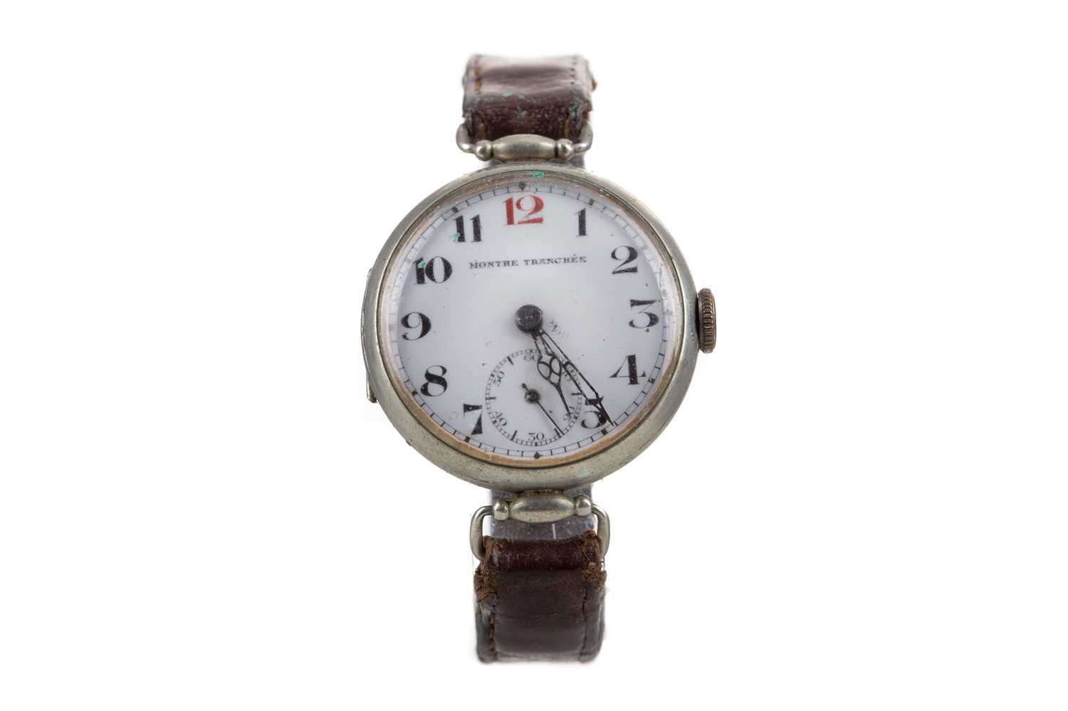 Lot 875 - A GENTLEMAN'S STAINLESS STEEL TRENCH WATCH