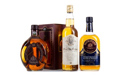 Lot 195 - DIMPLE 15 YEAR OLD 75CL, BUCHANAN'S RESERVE 75CL AND MACNAMARA