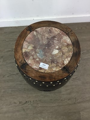 Lot 1049 - A CHINESE HARDWOOD DRUM TABLE