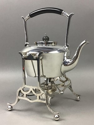 Lot 216 - AN EARLY 20TH CENTURY PLATED KETTLE ON STAND