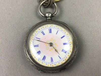 Lot 243 - A SILVER OPEN FACED POCKET WATCH AND OTHER ITEMS