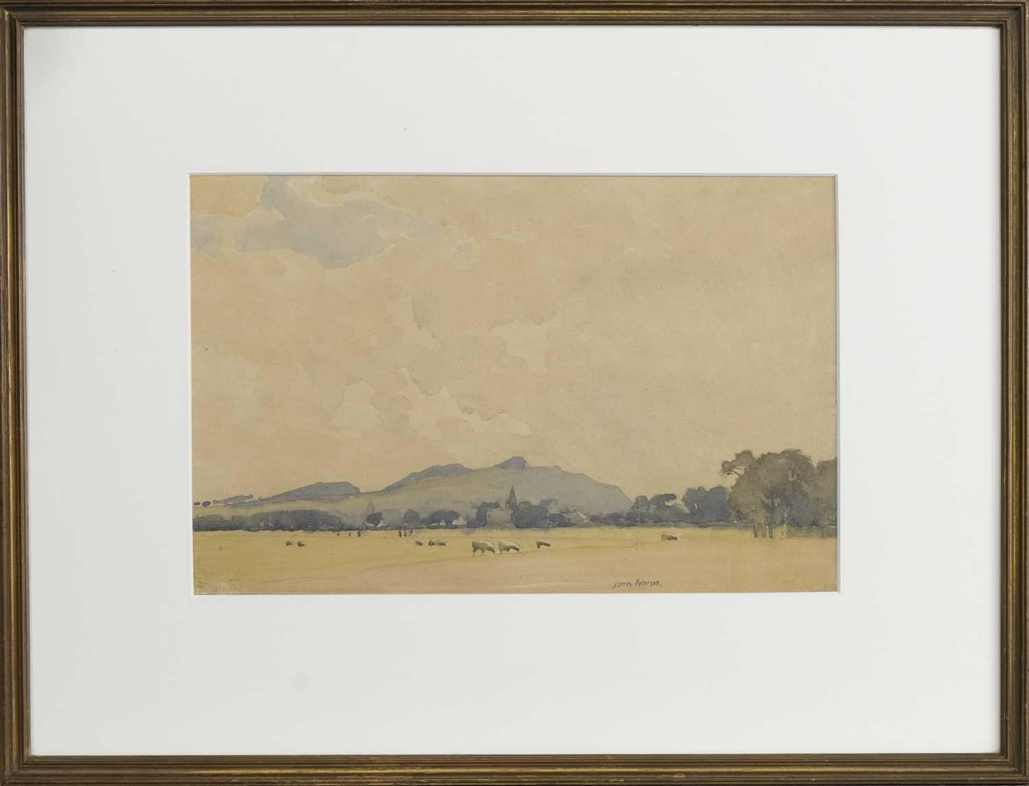 Lot 34 - ARTHUR'S SEAT FROM LEITH LINKS, A WATERCOLOUR BY JAMES PATERSON