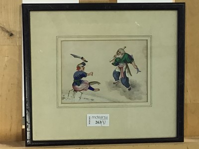 Lot 263 - TWO SMALL CHINESE WATERCOLOURS AND ANOTHER