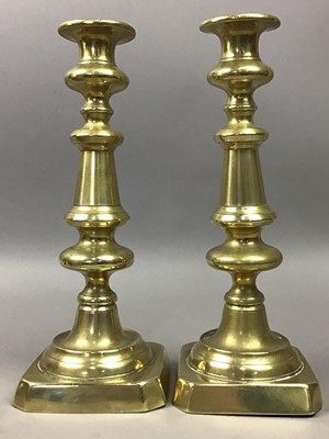 Lot 272 - A PAIR OF BRASS CANDLESTICKS AND OTHER METAL WARE