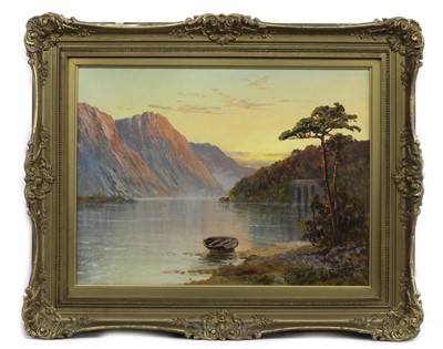 Lot 337 - SUNSET AT THE LOCH, AN OIL BY D WATTS