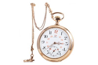 Lot 883 - A GOLD PLATED OMEGA POCKET WATCH