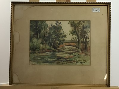 Lot 342 - LANDSCAPE, A WATERCOLOUR BY J. WILSON MCKINNELL AND FURTHER PICTURES