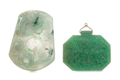 Lot 379 - TWO CHINESE JADE PENDANTS/AMULETS