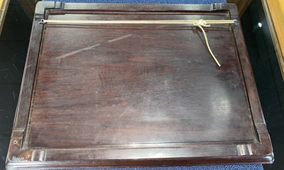 Lot 1095 - A SET OF THREE CHINESE ROSEWOOD AND MOTHER OF PEARL INLAID WALL PANELS