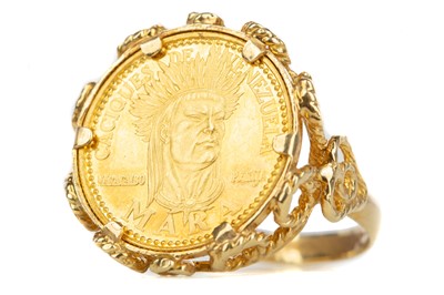 Lot 77 - A VENEZUELA FIVE BOLIVARES GOLD COIN RING