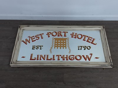 Lot 291 - WEST PORT HOTEL LINLITHGOW WALL MIRROR AND A SKIING POSTER