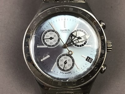 Lot 301 - A GENT'S SWATCH IRONY STAINLESS STEEL WRIST WATCH AND AN ACCURIST WATCH