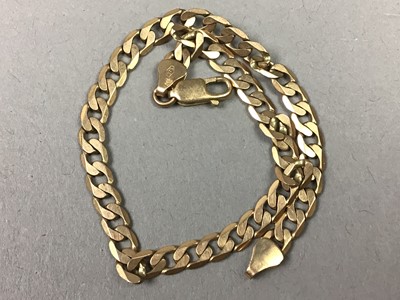 Lot 302 - A NINE CARAT GOLD BRACELET AND TWO NECK CHAINS