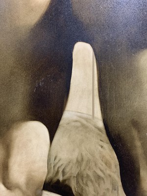 Lot 207 - NUDE AND HOUND AGAINST A WALL, AN OIL BY NEIL DALLAS BROWN