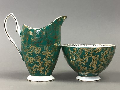 Lot 311 - AN ELIZABETHIAN GILT AND GREEN TEA SERVICE AND OTHER CERAMICS