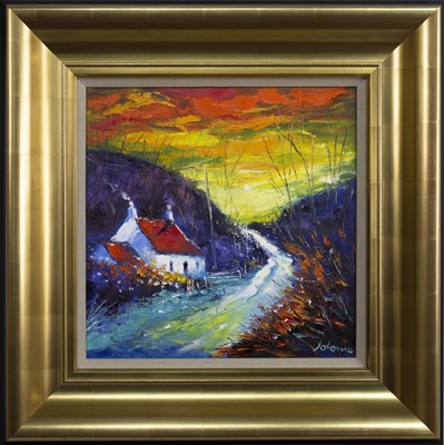 Lot 213 - A WINTER SUNSET, DUNROSTAN, KNAPDALE, AN OIL BY JOLOMO