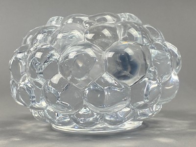 Lot 82 - A KOSTA GLASS DECANTER, A CANDLE HOLDER AND OTHER GLASS WARE