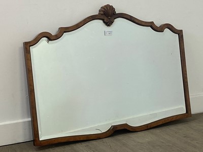 Lot 70 - A WALNUT WALL MIRROR AND TWO OTHERS