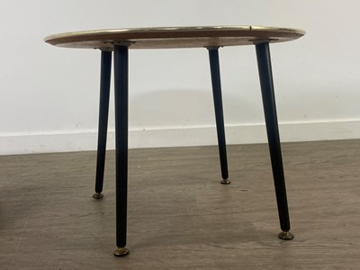 Lot 71 - A MID CENTURY FLORAL TOPPED COFFEE TABLE AND A SIDE TABLE