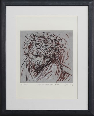 Lot 219 - JESUS IS GIVEN THE CROSS, AN ARTIST'S PROOF BY PETER HOWSON