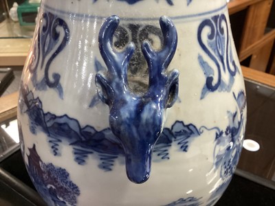 Lot 1104 - CHINESE BLUE AND WHITE OVOID VASE