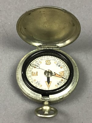 Lot 459 - AN ALLISON & CO OF GLASGOW POCKET BAROMETER / COMPASS AND ANOTHER COMPASS