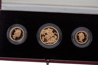 Lot 1 - THE UNITED KINGDOM 1987 GOLD PROOF COLLECTION THREE COIN SET