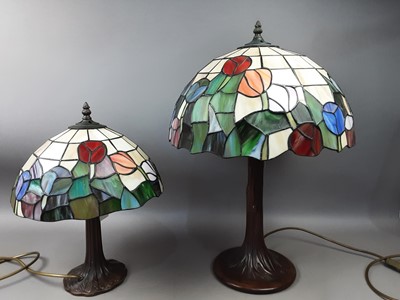 Lot 477 - TWO TIFFANY STYLE TABLE LAMPS