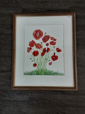 Lot 488 - A CONTEMPORARY PAINTING OF POPPIES AND ANOTHER