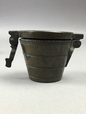 Lot 493 - BRONZE MEASURE AND TWO CUPS