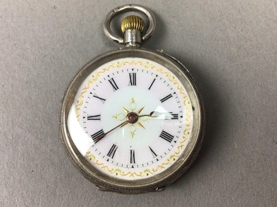 Lot 501 - A POCKET WATCH AND TWO FOB WATCHES