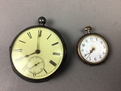 Lot 501 - A POCKET WATCH AND TWO FOB WATCHES
