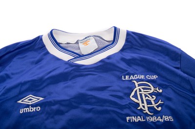 Lot 1529 - JOHN McCLELLAND RANGERS FOOTBALL CLUB LEAGUE CUP FINAL 1984/85 MATCH WORN HOME SHIRT