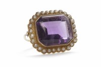 Lot 197 - LATE VICTORIAN AMETHYST AND PEARL BROOCH the...