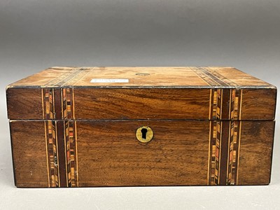 Lot 558 - INLAID MAHOGANY BOX AND TWO OTHERS