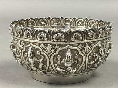 Lot 49 - A SILVER SWEETMEAT BOWL AND TWO PIN DISHES