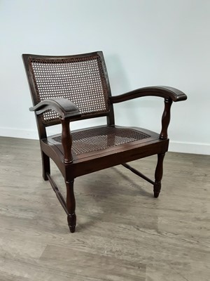 Lot 50A - A CANE BACKED ARMCHAIR